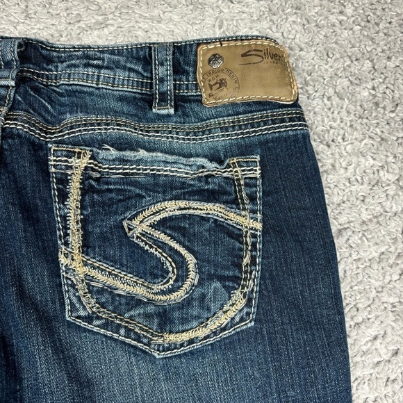 Silver Jeans Womens 31 Boot Cut Aiko Dark Wash Big Stitch Fade Out Club Party - Picture 4 of 6